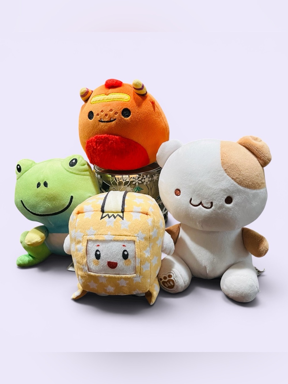 Colorful Plushies Cuties Four Green, Orange, Yellow, White 100% Polyester Fiber